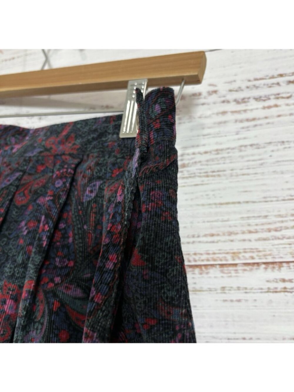 L.L.Bean Paisley Corduroy Pleated Midi Skirt - Picture 5 of 15